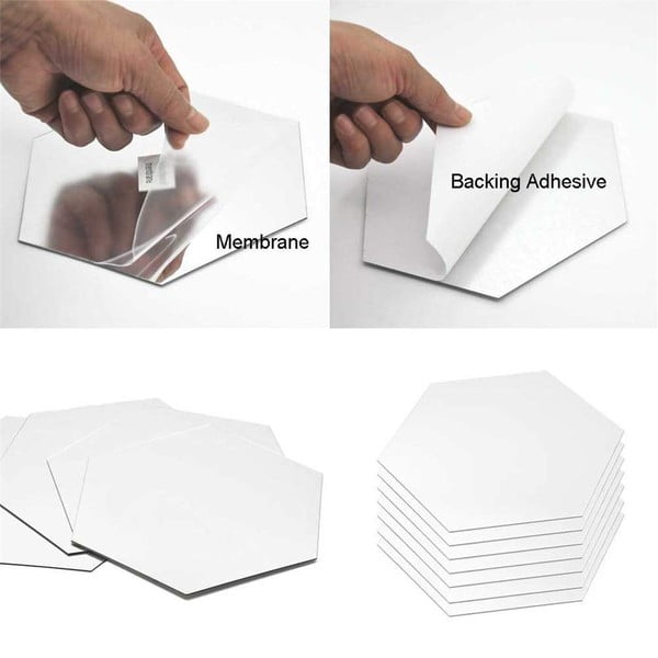 Set di adesivi per muro specchiati 12 pz 20x17 cm Hexagonal – Ambiance-image-3