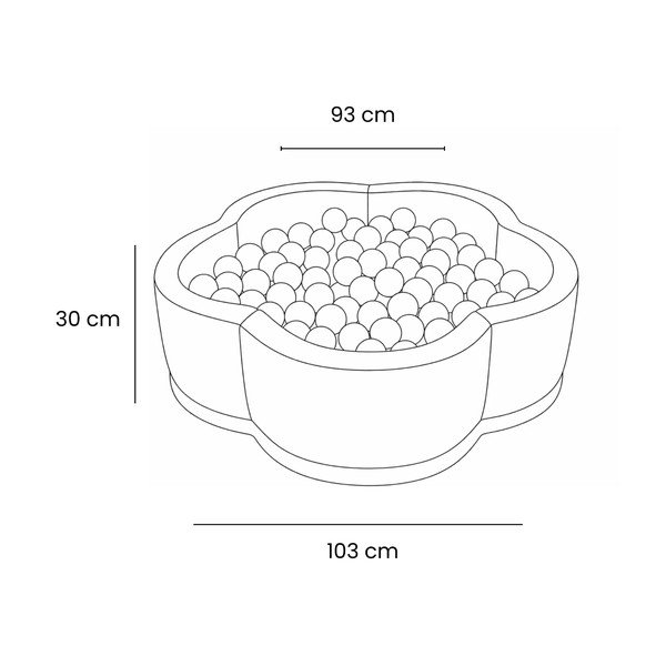 Piscina di palline turchese in velluto a coste ø 90 cm altezza totale 30 cm – Meowbaby-image-2