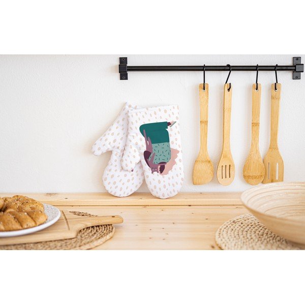 Set di 2 guanti da cucina in cotone bianco In Love With Cats - Butter Kings-image-1