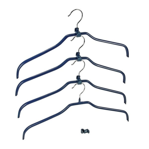 Set di 4 appendiabiti antiscivolo blu e supporti Hanger Slim - Wenko-image-1