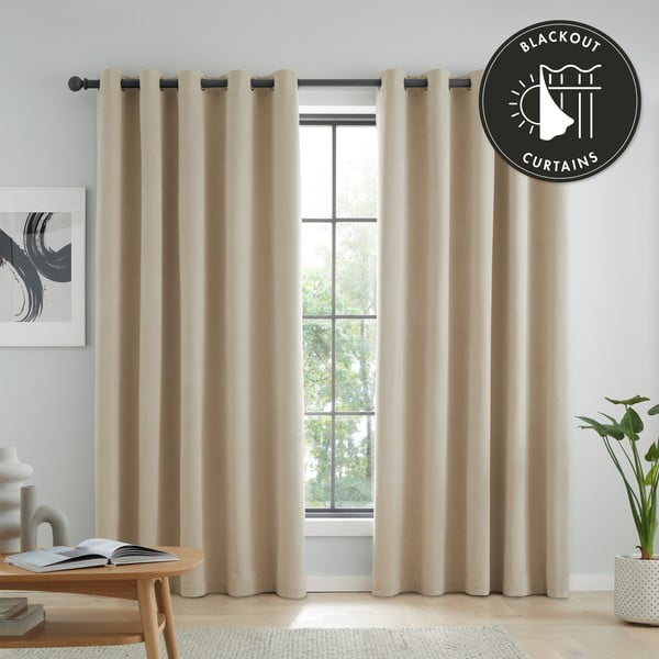 Tende in set oscuranti beige in velluto 2 pz 117x137 cm Wilson – Catherine Lansfield-image-4