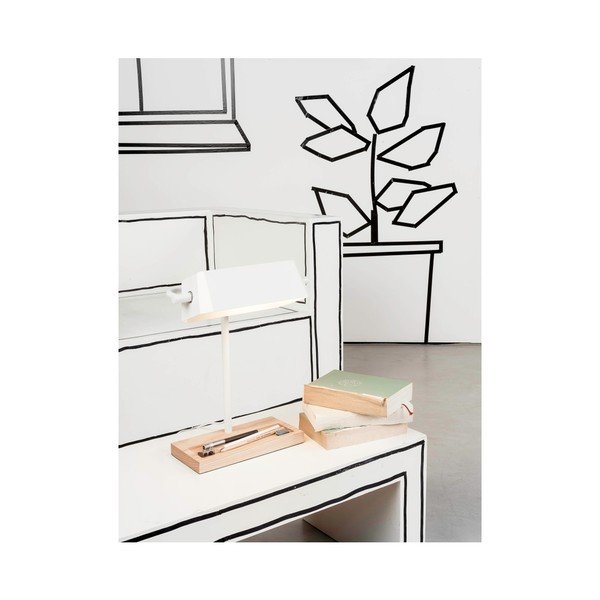 Lampada da tavolo con paralume in metallo di colore bianco e naturale (altezza 40 cm) Cambridge - it's about RoMi-image-4