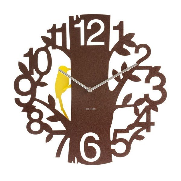 Hodiny Woodpecker Brown