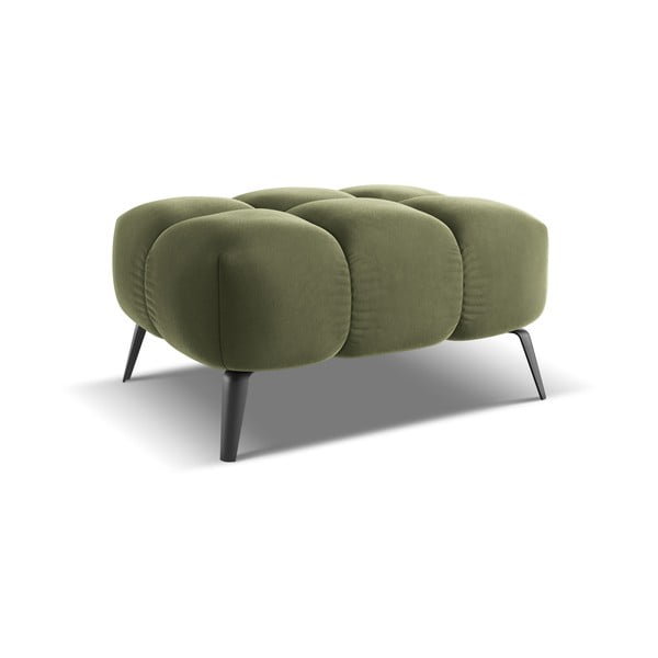 Poggiapiedi verde con rivestimento in velluto Nalu – Makamii-image-2