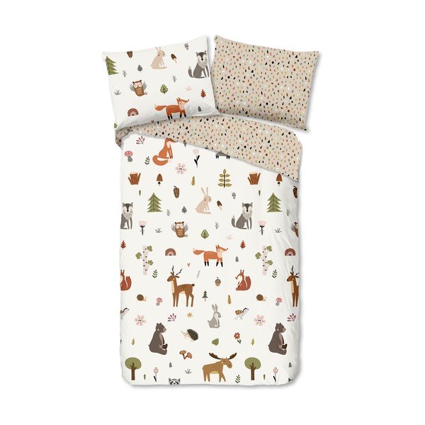 Set copripiumino e federa da bambini marrone/beige in cotone per letto singolo 140x200 cm United – Good Morning