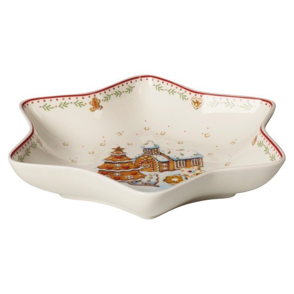 Ciotola da portata in porcellana rossa e bianca con motivo di stelle natalizie Villeroy & Boch , 24,5 x 24,5 cm Gingerbread Village - Villeroy&Boch-image-2