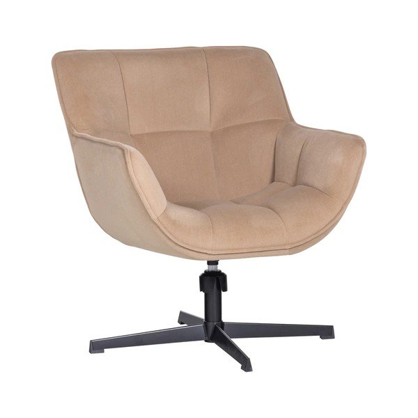 Poltrona beige girevole con rivestimento in velluto Wibo – WOOOD