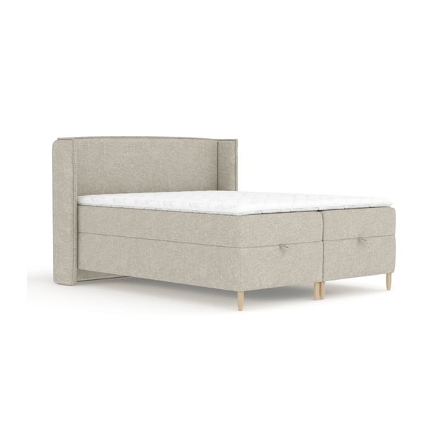 Letto boxspring in grigio chiaro con spazio contenitivo 160x200 cm Monpelli – Maison de Rêve