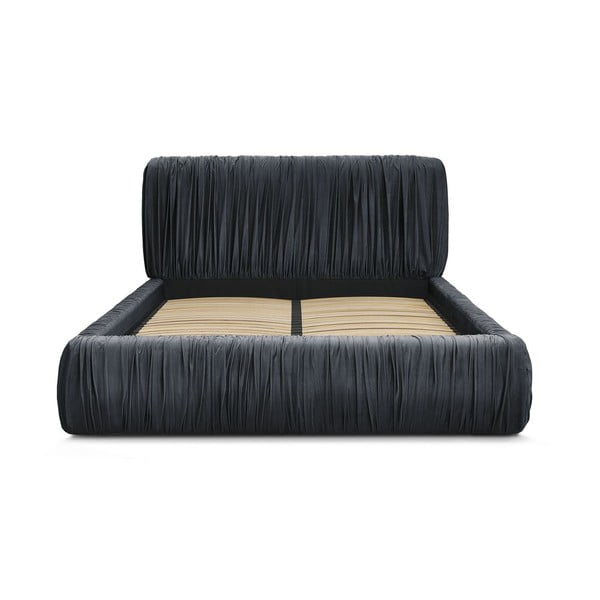 Letto matrimoniale azzurro imbottito con spazio contenitivo con rete inclusa 180x200 cm Blair – Bobochic Paris-image-4