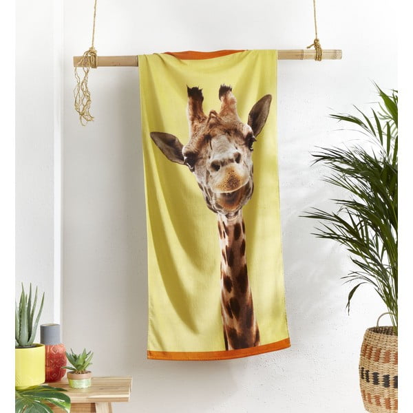 Telo mare giallo in cotone 76x160 cm Giraffe – Catherine Lansfield-image-1