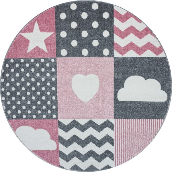 Tappeto per bambini rosa-grigio ø 120 cm Kids - Ayyildiz Carpets