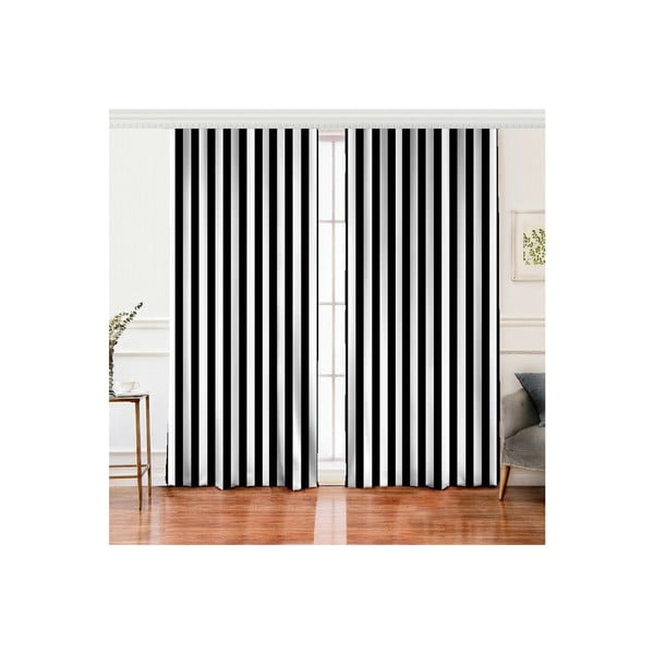 Set di tende bianche e nere 2 pz 140x260 cm - Mila Home-image-2