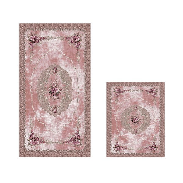 Set di tappetini per il bagno rosa 2 pz 60x100 cm – Foutastic