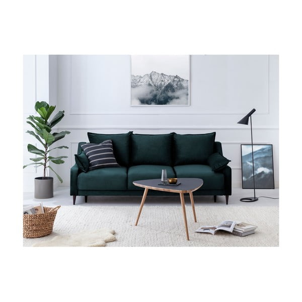 Divano letto in velluto blu-verde con contenitore , 215 cm Freesia - Mazzini Sofas-image-4