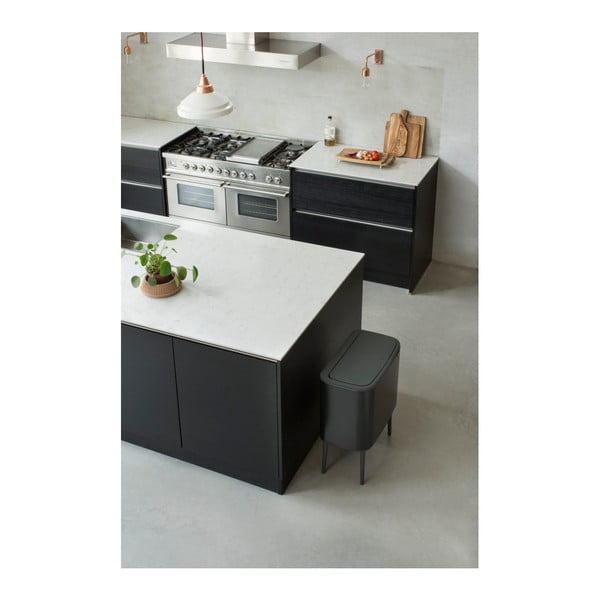 Cestino per la spazzatura in acciaio in nero opaco per raccolta differenziata/touch 33 l Bo Touch Bin – Brabantia-image-4