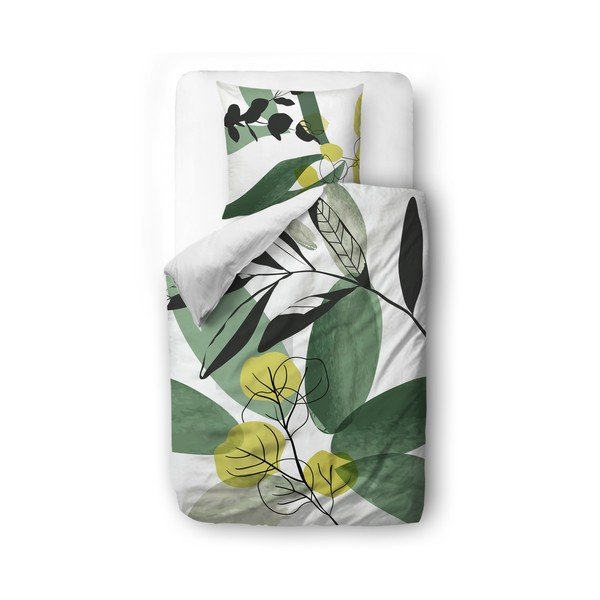 Biancheria da letto in cotone sateen verde e bianco Shades Of Green 1, 135 x 200 cm Shades of Green 1 - Butter Kings