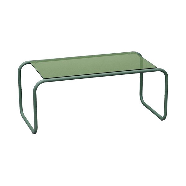 Tavolino da salotto verde con piano in vetro 40x80 cm Ventana – Leitmotiv