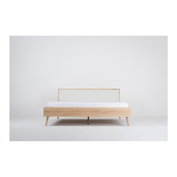 Letto matrimoniale in rovere bianco/naturale 160x200 cm Ena - Gazzda-image-3