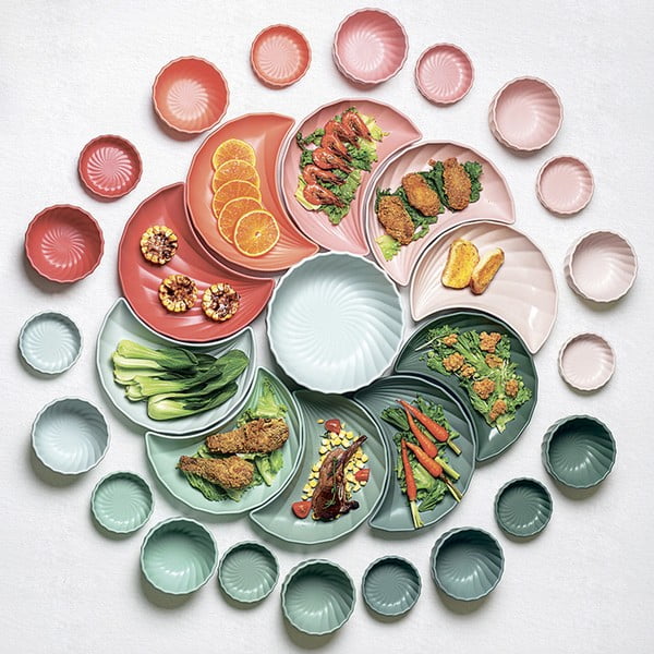 Set di 5 piatti per aperitivo in gres Palmarosa Pink - Villa Altachiara-image-1