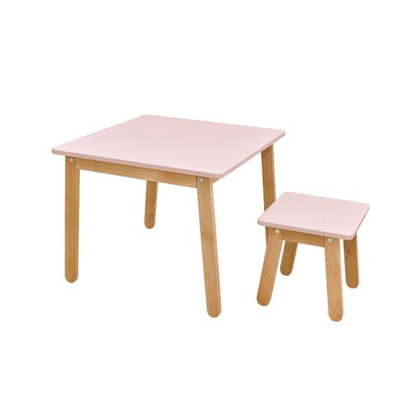 Tavolo per bambini rosa chiaro Woody - BELLAMY-image-1