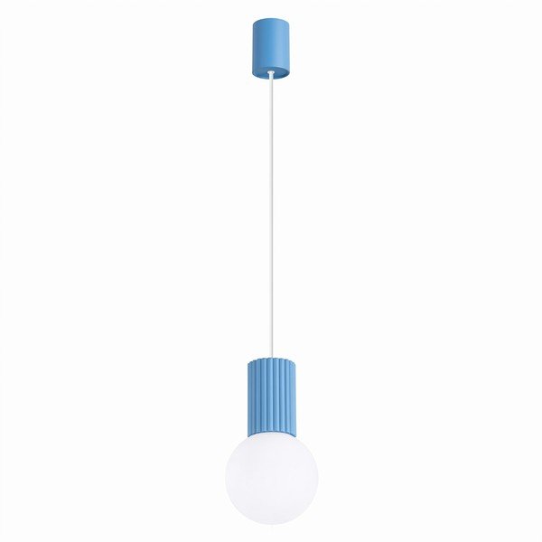 Lampadario azzurro in vetro opale ø 12 cm Orbital – Sollux