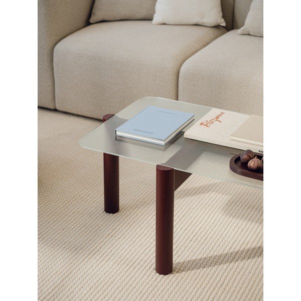 Tavolino da salotto burgundy con piano in vetro 55x105 cm Kob – noo.ma-image-2