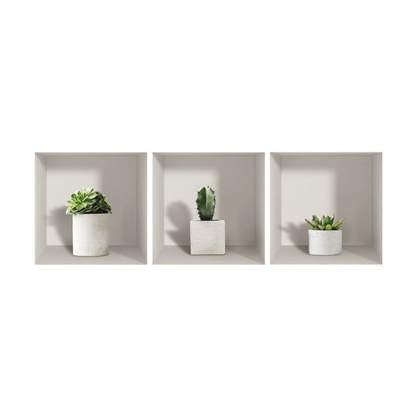 Set di 3 adesivi murali 3D Cactus - Ambiance-image-2