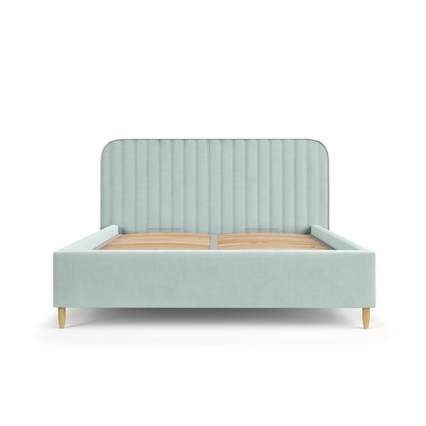 Letto matrimoniale imbottito color menta con spazio contenitivo e rete 140x200 cm Noto - Maison de Rêve-image-2