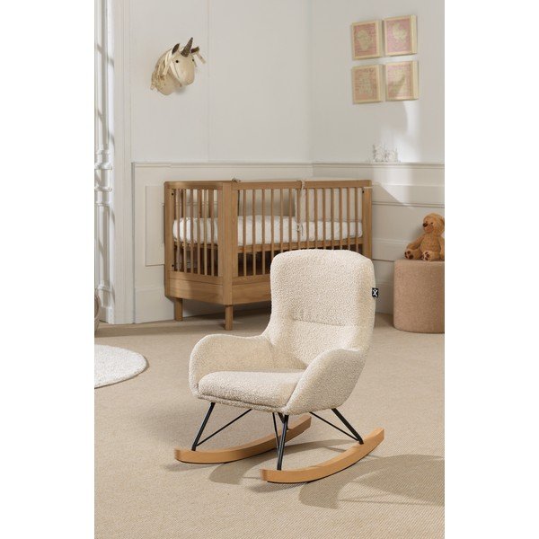 Poltrona per bambini a dondolo beige con rivestimento in bouclé Rocky – Vipack-image-1