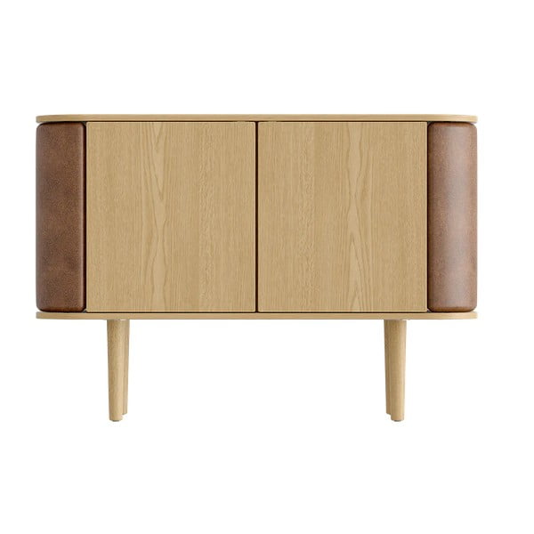 Cassettiera bassa in rovere decorato in colore marrone chiaro-naturale 109x75 cm Treasures - UMAGE-image-3