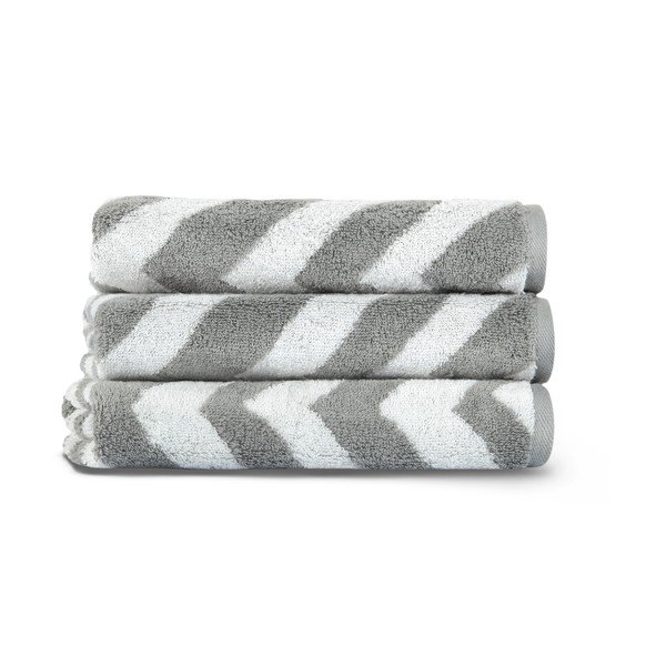 Asciugamano in cotone bianco-grigio 33x33 cm Chevron - Foutastic-image-1