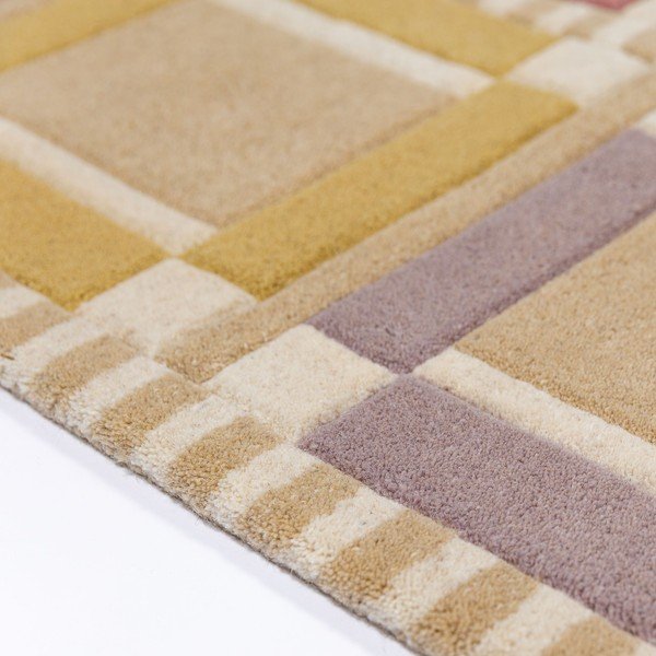 Tappeto di colore naturale in lana tessuto a mano 140x200 cm Quadro Wool – Flair Rugs-image-4