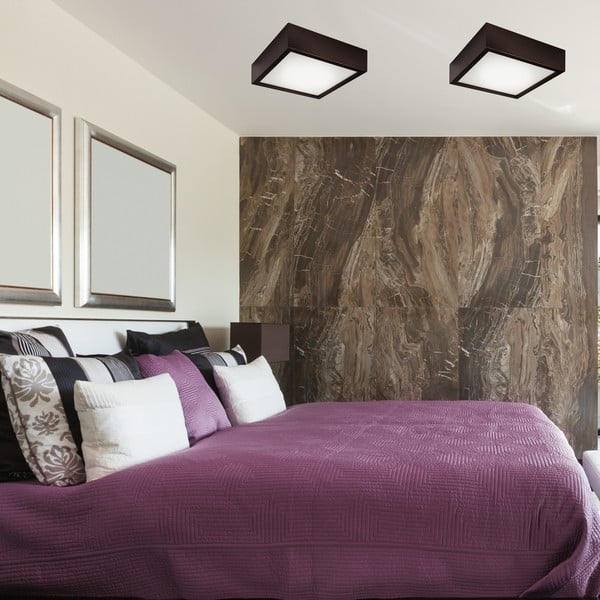 Plafoniera in marrone scuro con paralume in vetro 27,5x27,5 cm Quadro – LAMKUR-image-3