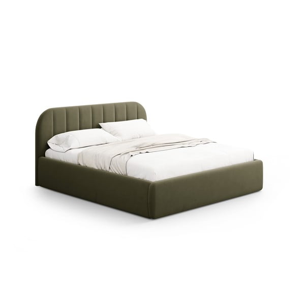 Letto matrimoniale imbottito verde con contenitore con rete inclusa 180x200 cm Juno – Windsor & Co Sofas