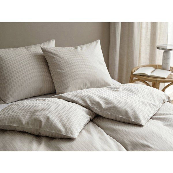 Set copripiumino e federa beige in raso di cotone per letto singolo 140x200 cm Still – Södahl-image-1