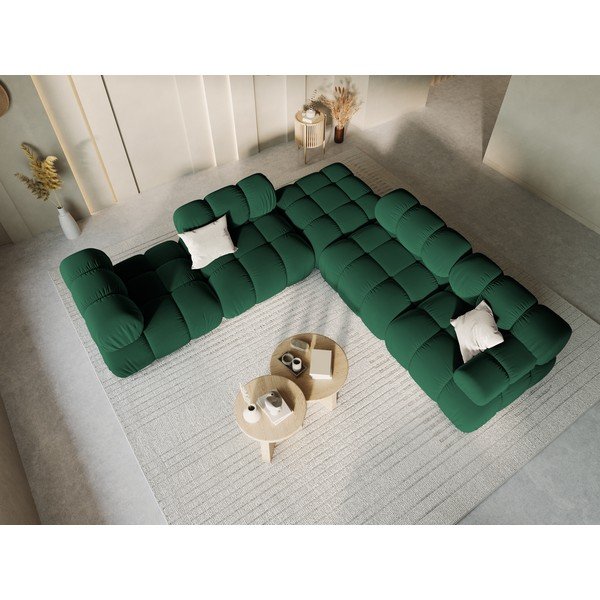 Pouf in velluto verde Bellis - Micadoni Home-image-1