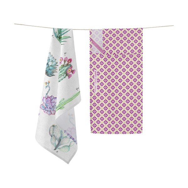 Set di 2 asciugamani da cucina in cotone, 70 x 50 cm Cactus - Happy Friday Basic-image-2
