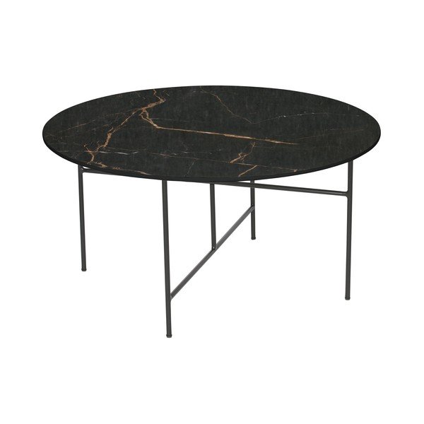 Černý konferenční stůl s porcelánovou deskou WOOOD Vida, ⌀ 80 cm