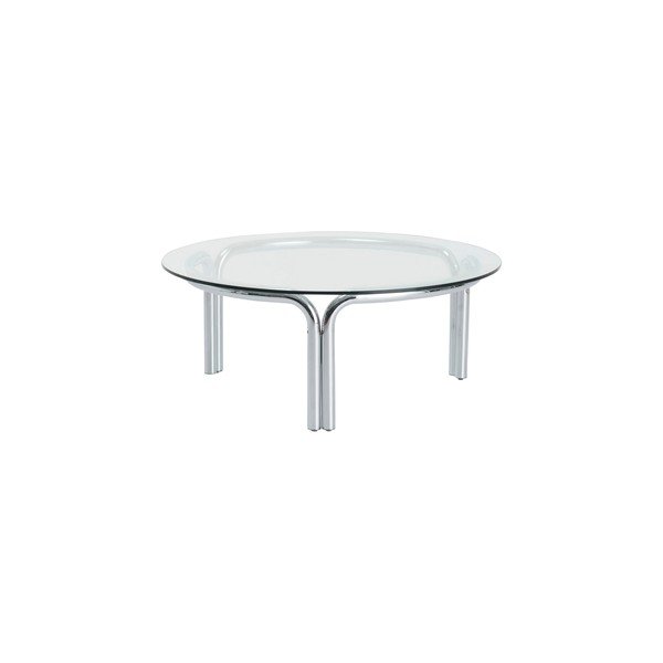 Tavolino da salotto rotondo color argento lucido con piano in vetro ø 100 cm Smycka – Ellos Home-image-2
