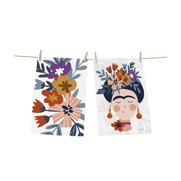 Set di 2 asciugamani da cucina in cotone bianco, 50 x 70 cm Love Frida - Butter Kings