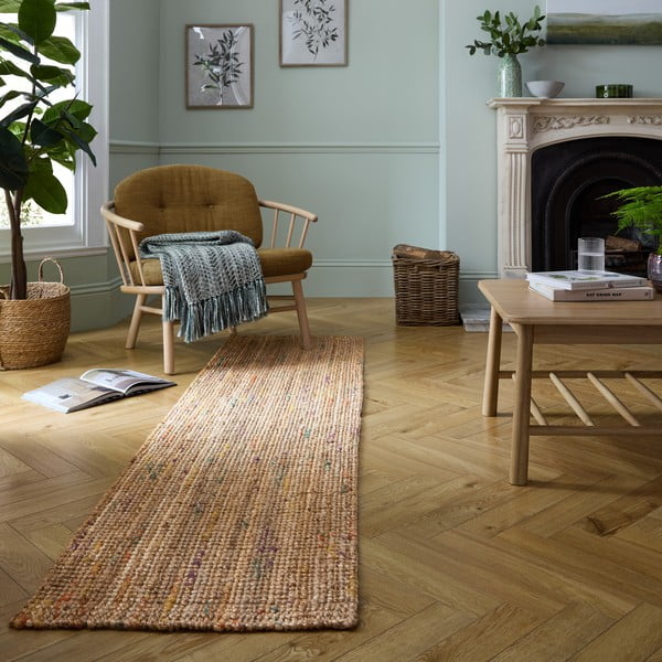 Passatoia di colore naturale in iuta tessuta a mano 60x300 cm Jute Boucle Multi – Flair Rugs-image-1
