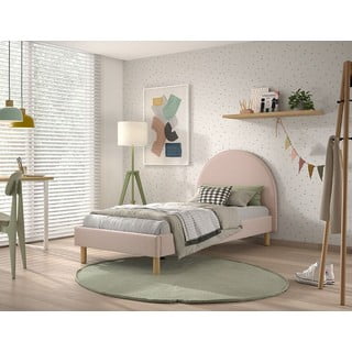 Letto singolo imbottito rosa con griglia 90x200 cm MOON - Vipack