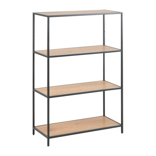 Libreria nera-color legno naturale effetto rovere 77x114 cm Seaford - Actona-image-2