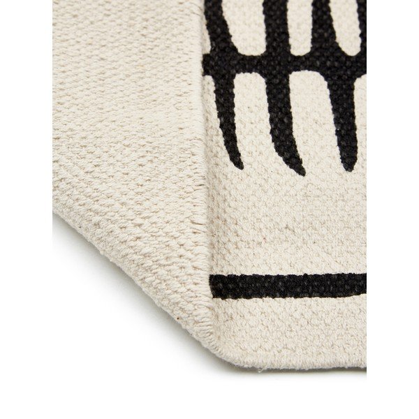 Tappeto in cotone beige e nero tessuto a mano , 70 x 140 cm Rita - Westwing Collection-image-3