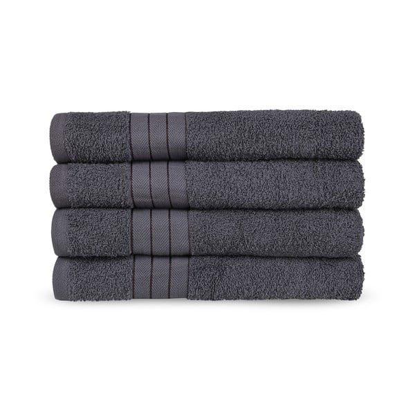 Set di 4 asciugamani in spugna di cotone antracite 50x100 cm - Good Morning
