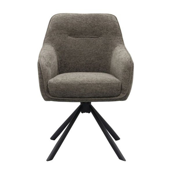 Sedia da pranzo grigio scuro imbottito con braccioli Avola – Unique Furniture-image-1