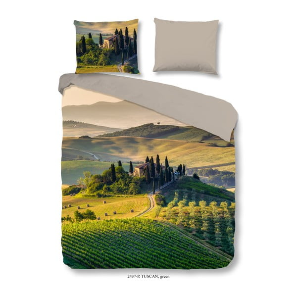 Biancheria da letto matrimoniale in cotone Verde Toscana, 200 x 240 cm - Good Morning