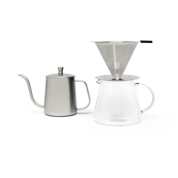 Set per caffè a goccia argentato in acciaio inox 500 ml Slow Coffee – Leopold Vienna-image-3