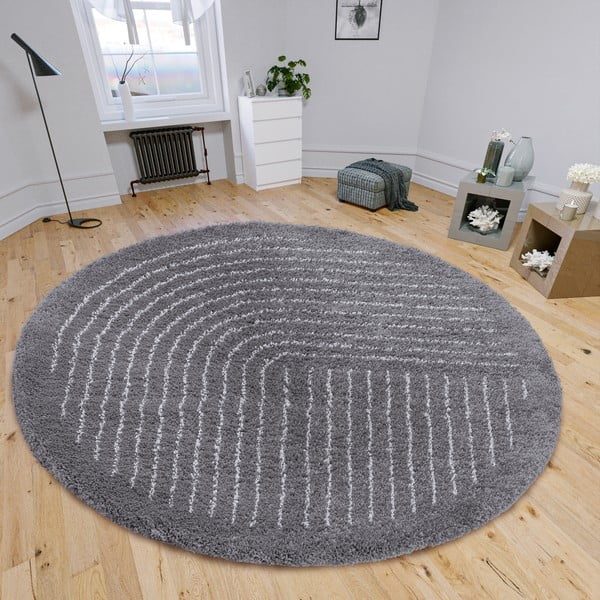 Tappeto rotondo grigio scuro ø 120 cm Dion - Hanse Home-image-1