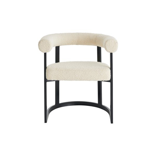 Sedia da pranzo bianca e nera imbottito con braccioli Parie – Ellos Home-image-4